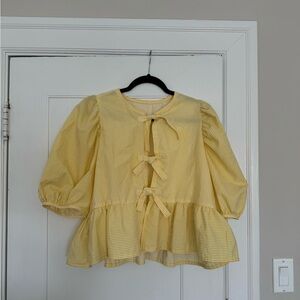 Tie front top - butter yellow